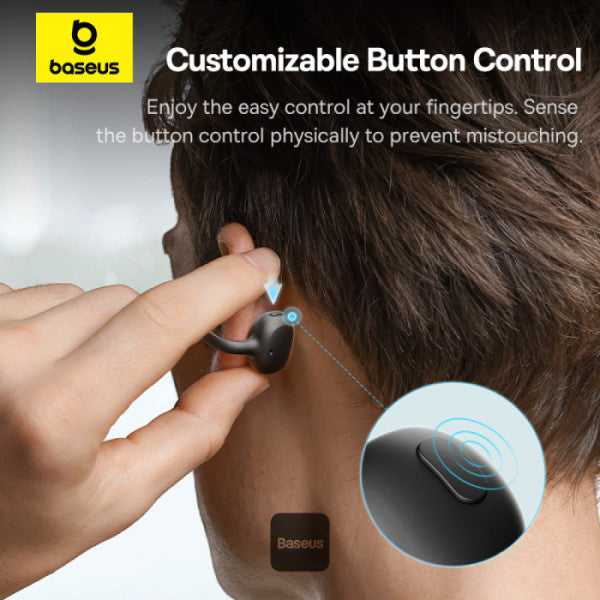 Baseus Bowie MC1 Open-Ear Ear Clip Headphones Bluetooth 5.4 40H Battery AI Bass IP57 - White | سماعات بيسوس بوي MC1 مفتوحة الأذن كليب لاسلكية بلوتوث 5.4 بطارية 40 ساعة باس ذكي مقاومة للماء IP57 - أبيض