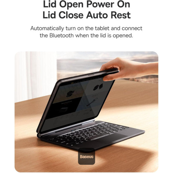 Baseus Brilliance Series 2 Keyboard Case for iPad Pro 11" & iPad Air 10.9" - Magnetic, Touchpad, Smart Sleep - Black - كيبورد كفر بيسيوس بريليانس سيريز 2 لآيباد برو 11 بوصة وآيباد اير 10.9 بوصة - مغناطيسي مع تاتش باد - أسود