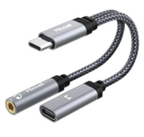 Miccell VQ-AUX005CC USB-C Audio and Charging Adapter, 3.5mm | محول Type-C للصوت 3.5 ملم والشحن