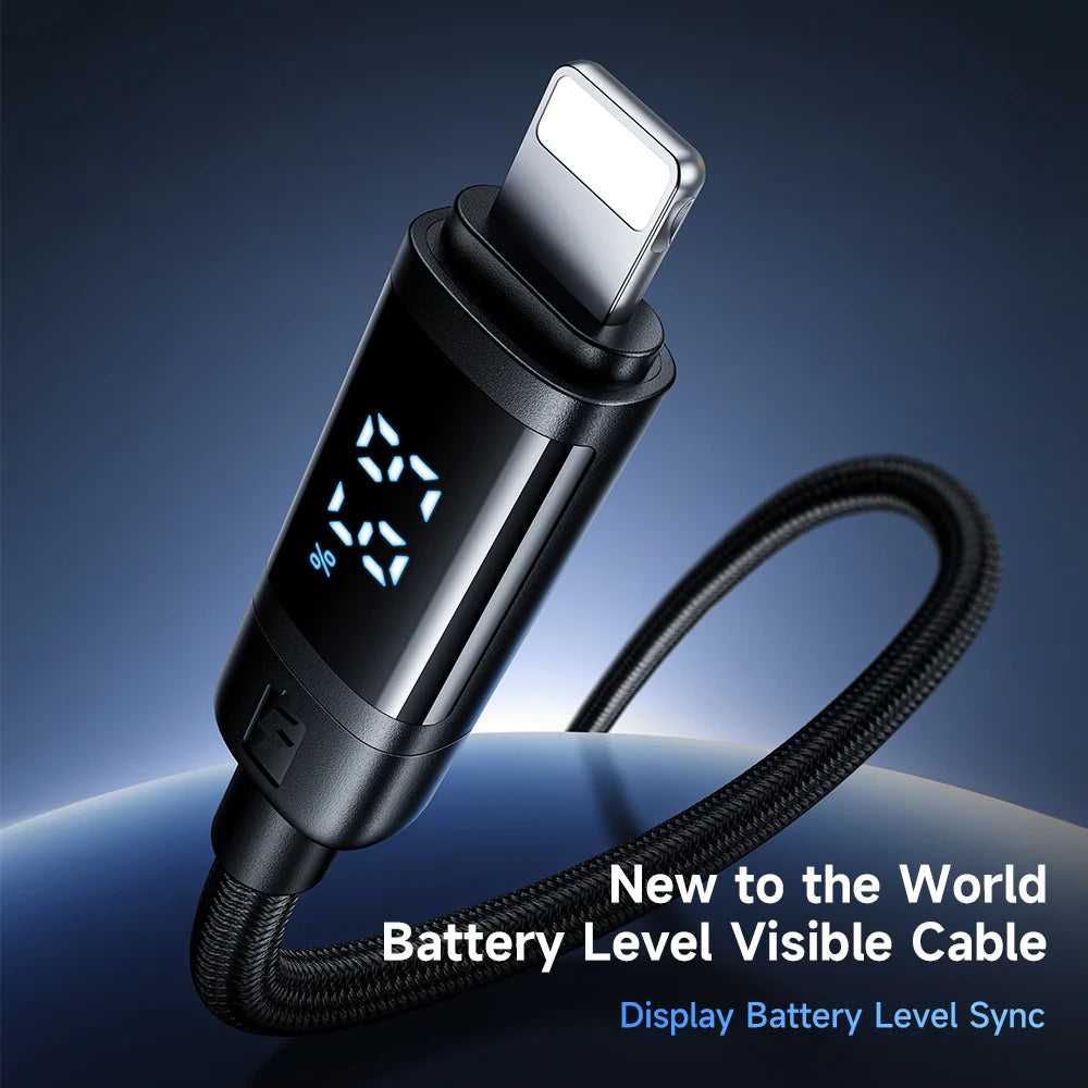 Kabloya Nîşandana Asta Bateriyê ya Mcdodo 3A ji USB bo Lightning 1.2m