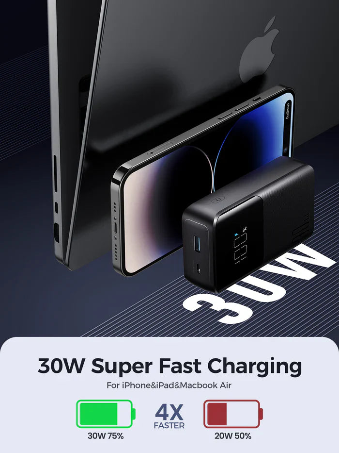 Joyroom JR-PBC07 20000mAh 30W Power Bank with Built-in Cables - باور بانك بسعة 20000 مللي أمبير بقدرة 30 واط مع كيبل مدمج من جويروم