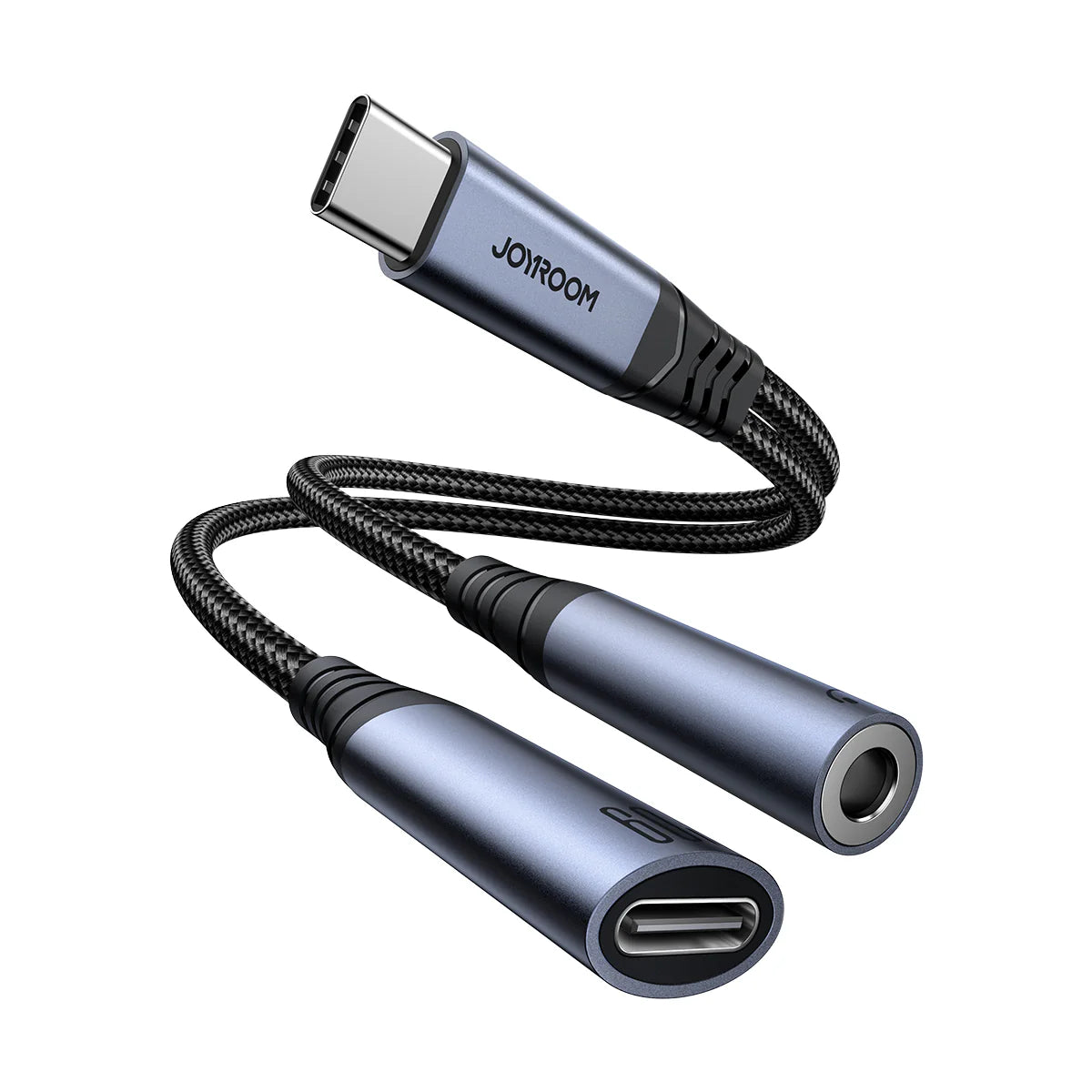 محول جويرووم SY-C02 للصوت 2 في 1 من تايب سي الى تايب سي و 3.5 ملم | Joyroom SY-C02 Audio-Transfer Series 2-in-1 Audio Adapter (Type-C to 3.5mm + Type-C)