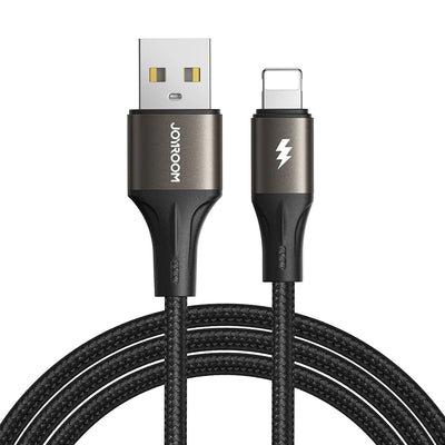 كيبل جويرووم S-A25 يو اس بي اي الى لايتننغ بقدرة 18 واط وطول 1.2 متر - اسود | JOYROOM S-A25 3A 18W Fast Charging Data Cable USB-A to Lightning 1.2m – Black