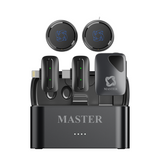 مايك ماستر MINI PRO لاسلكي بجودة 48 كيلوهرتز مع محولات لايتننغ ويو اس بي سي و AUX - أسود | Master MINI PRO Wireless Microphone with Lightning, USB-C and AUX Adapters - Black