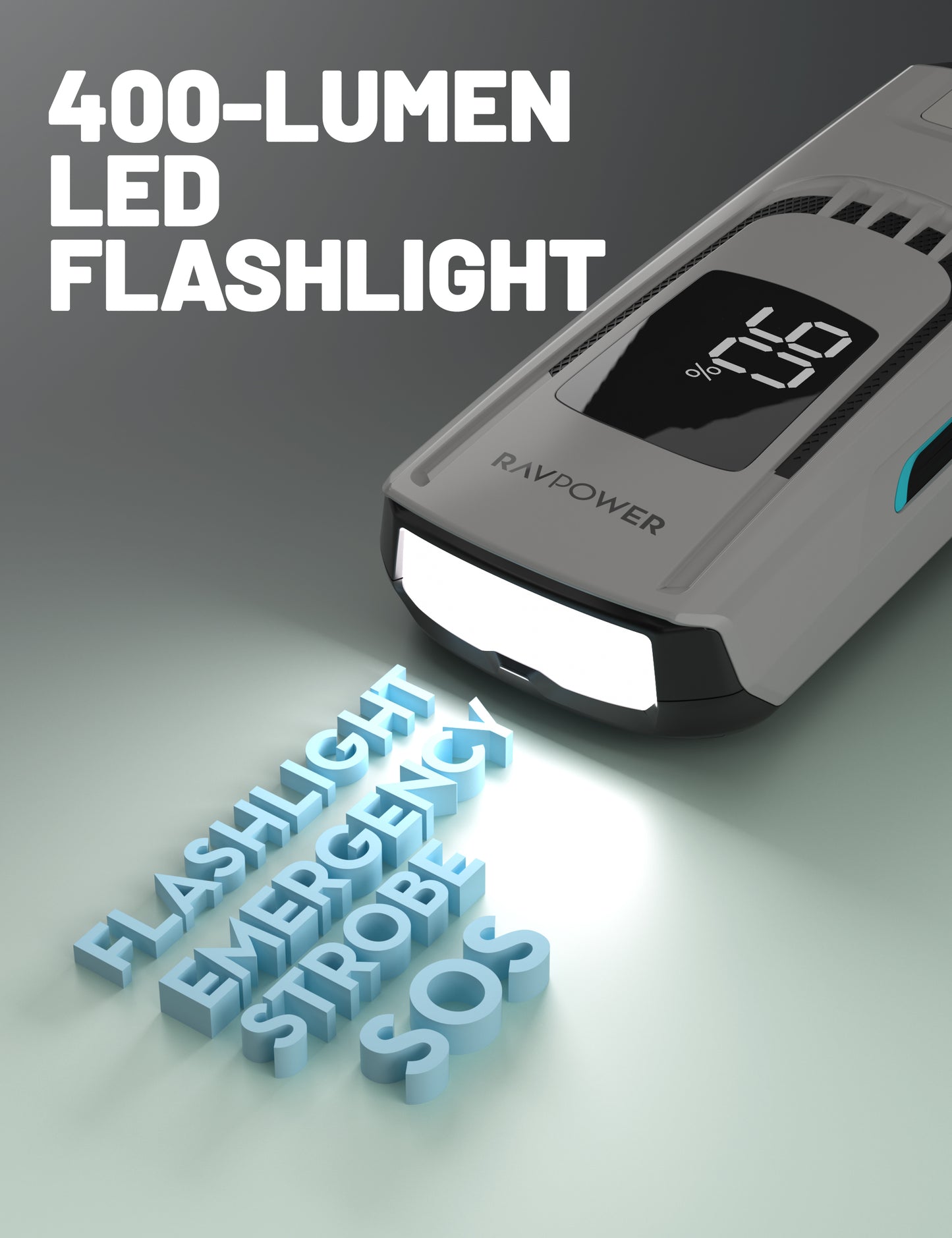 جهاز تشغيل السيارات راف باور بسعة بطارية 24,000 مللي امبير وتيار تشغيل أقصى 3500 امبير | RAVPower 24000mAh Jump Starter 3500A Peak, 12V Gas & Diesel