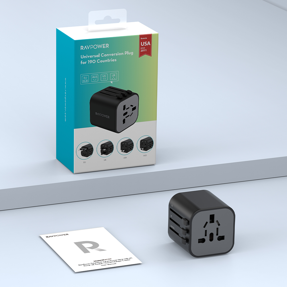 Plug-a Rêwîtiyê ya Gerdûnî ya RAVPower RP-PC1044 1840W - Adaptora Rêwîtiyê ya Gerdûnî ya RAVPower, 1840W