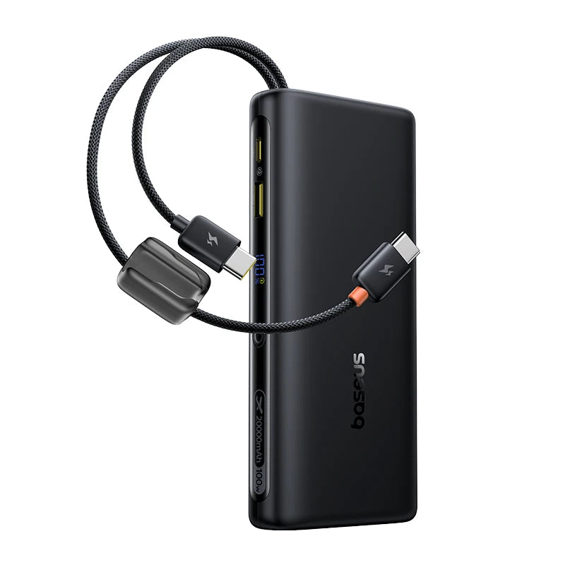 Baseus EnerFill FC41 20000mAh 100W Power Bank with Digital Display & Dual Built-in USB-C Cables