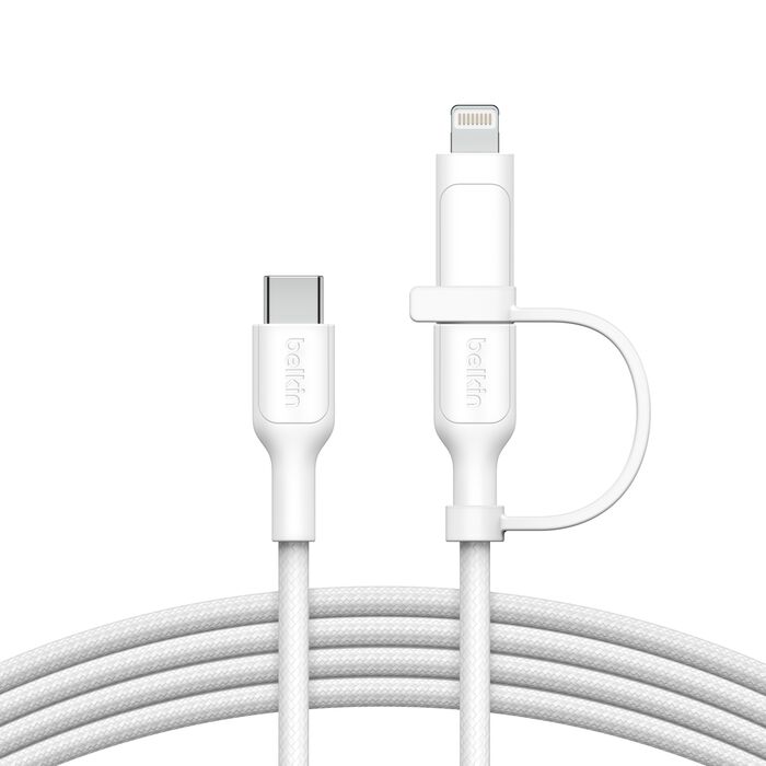 كيبل بيلكن 2 في 1 تايب سي مضفر مع محول لايتننغ | Belkin 2 in 1 USB-C Braided Cable with Lightning