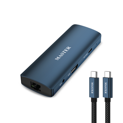 Master 8-in-1 Hub Braided Separate Cable PD 100W 4K 60Hz Blue M8N1HUB1004K-BL