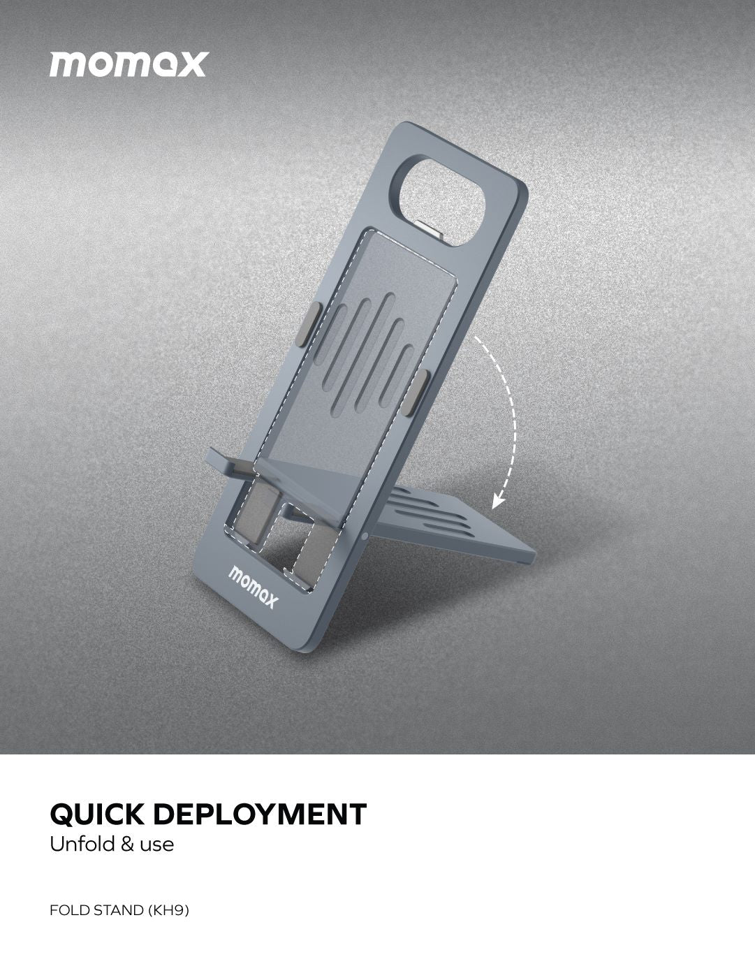 Momax KH9E Fold Stand Phone Stand Space Grey - In Use