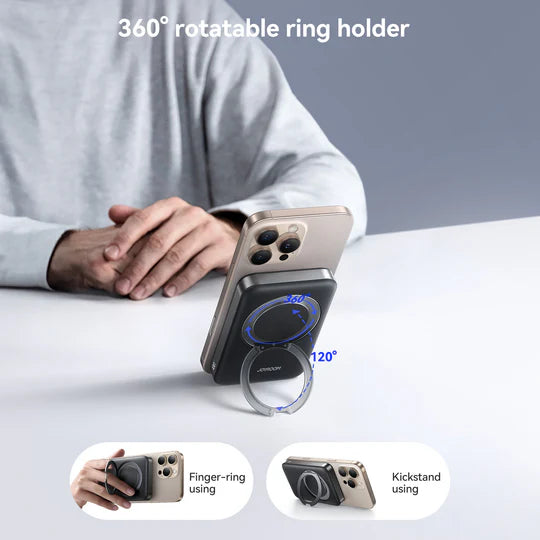 JOYROOM QI2 10,000mAh Hêza Bêtêl a Magnetîk bi Hêza Şarjkirinê ya 22.5W û Girêderê Zengilê - Reş | JOYROOM JR-PBM12 Banka Hêza Bêtêl a Magnetîk a 22.5W bi Girêderê Zengilê 10000mAh – Reş