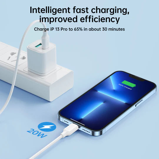 كيبل جويرووم لونج لاستنج سيريس يو اس بي سي الى لايتننغ بقدرة شحن 20 واط وطول 1 متر | JOYROOM Long-Lasting Series 20W Fast Charging Data Cable Type-C to Lightning 1m