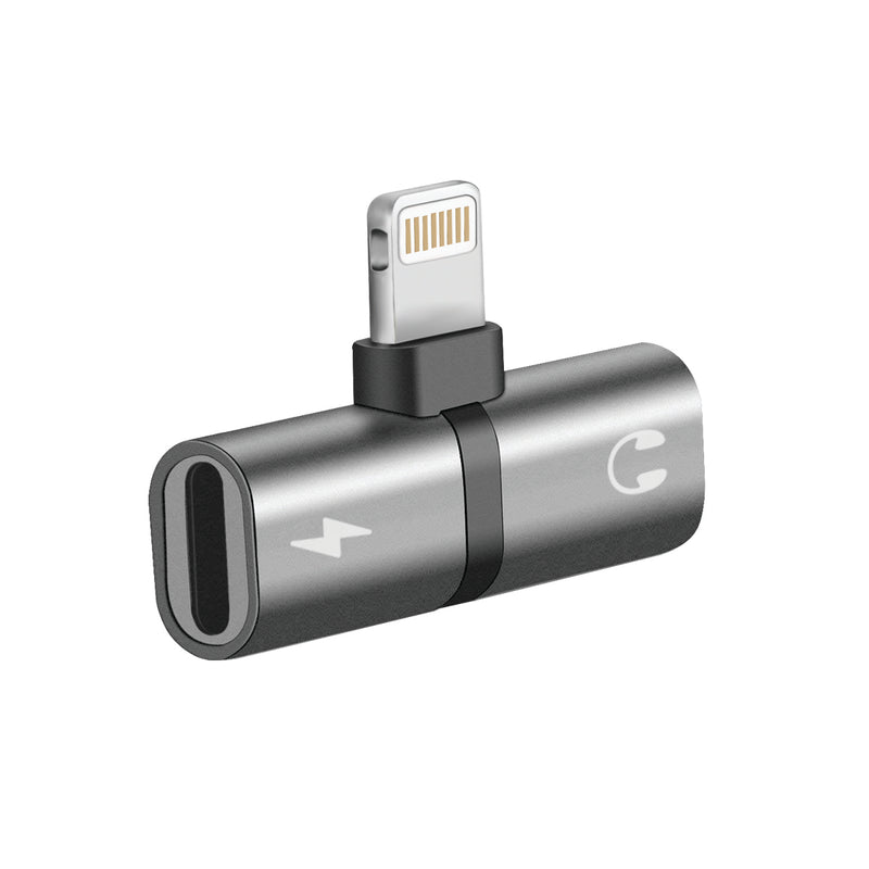 Promate iHinge-LT Grey 2-in-1 Lightning audio and charging adapter