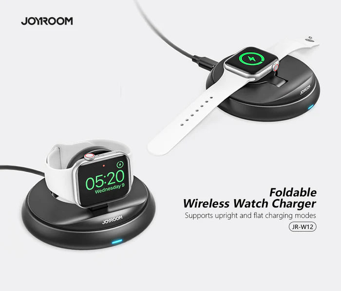 شاحن ساعة لاسلكي قابل للطي صغير للسفر ويدعم الوضع الليلي من جويرووم | JOYROOM JR-W12 Foldable Wireless Watch Charger