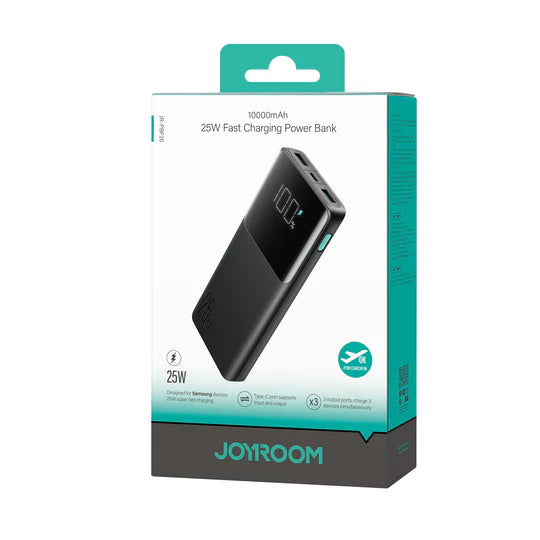 JOYROOM JR-PBF20 Powerbank Mobîl a Şarjkirina Bilez a Dîjîtal a 25W 10000mAh – Reş