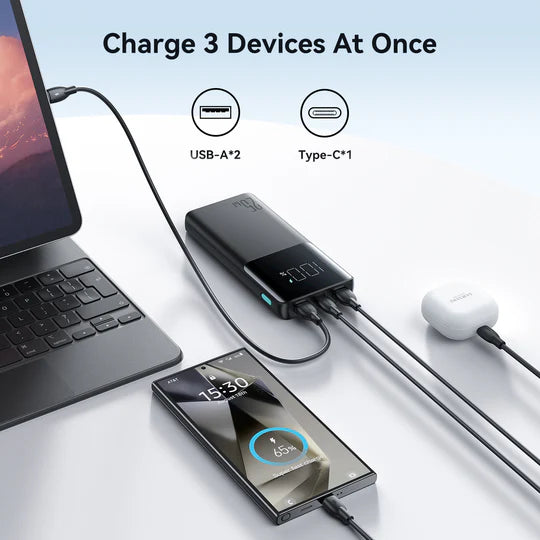 JOYROOM JR-PBF20 Powerbank Mobîl a Şarjkirina Bilez a Dîjîtal a 25W 10000mAh – Reş
