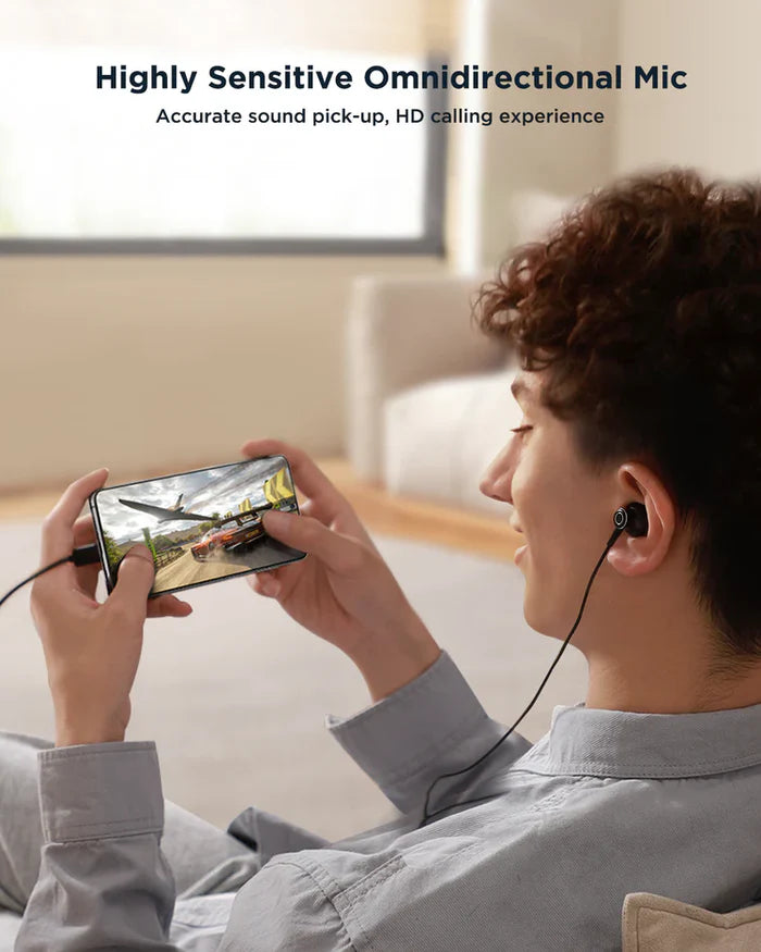 سماعات أذن جويرووم بمنفذ تايب سي وجودة صوت فائقة - اسود | JOYROOM Type C Half In Ear Earphones Superior Sound Quality - Black