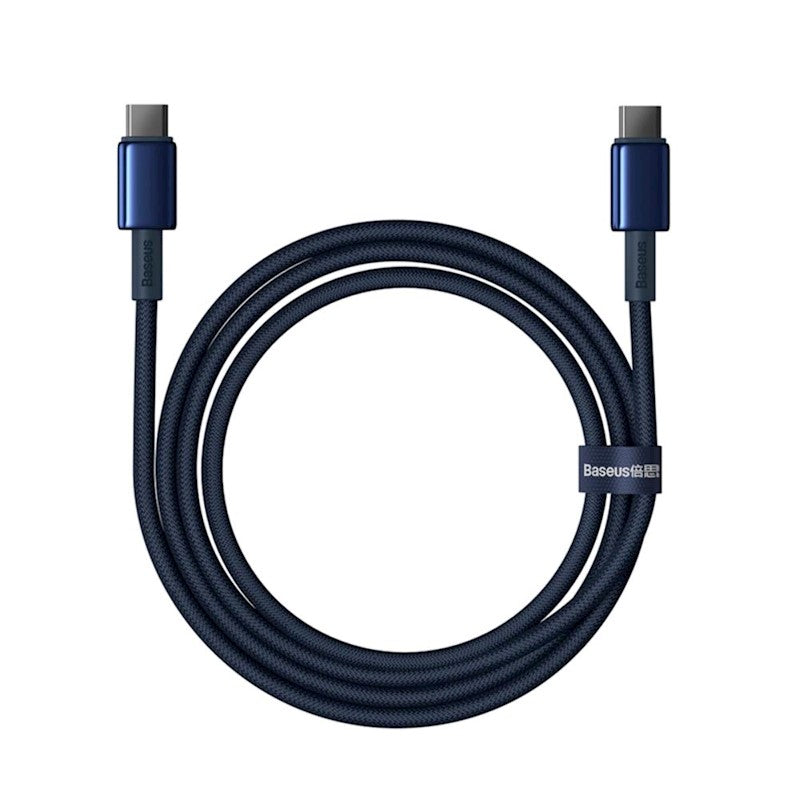Baseus Tungsten Gold Fast Charging Cable Type-C to Type-C 100W 2m | كابل تايب سي بيسوس تنجستن جولد شحن سريع 100 واط 2 متر -