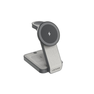 حامل شحن لاسلكي Lenyes PW313 قابل للطي 3 في 1 شحن سريع 15W مع إضاءة ليلية | Lenyes PW313 3-in-1 Foldable Wireless Charging Dock 15W Night Light