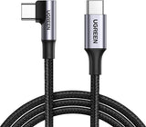 كابل Ugreen من Type-C إلى Type-C بزاوية 90 درجة شحن سريع 100W طول 3 متر للألعاب - UGREEN USB-C to USB-C 90 Degree PD Fast Charging Cable 100W 3M For Comfortable Gaming
