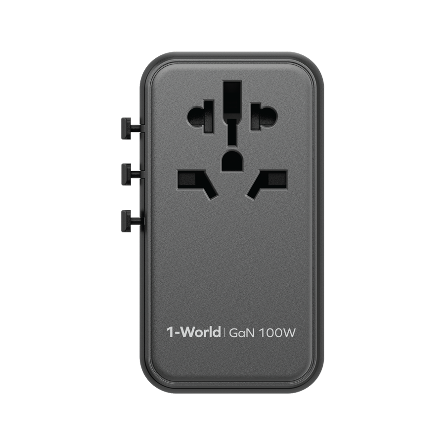 شاحن سفر موماكس 1-World العالمي ب 4 منافذ وبقدرة شحن 100 واط | Momax 1-World 100W GaN Charger | 4-Port Universal Fast Charger with AC Travel Adapter