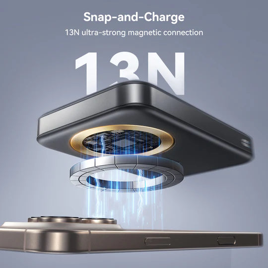 JOYROOM QI2 10,000mAh Hêza Bêtêl a Magnetîk bi Hêza Şarjkirinê ya 22.5W û Girêderê Zengilê - Reş | JOYROOM JR-PBM12 Banka Hêza Bêtêl a Magnetîk a 22.5W bi Girêderê Zengilê 10000mAh – Reş