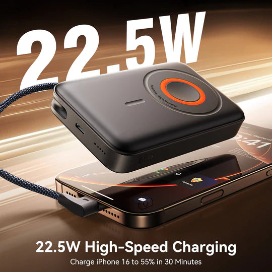 JOYROOM 3-di-1 Bankeya Hêza Magnetîk a 3-di-1 de, Kapasîteya 10,000mAh, Barkirina 22.5W - Reş | JOYROOM JR-PBM02 22.5W 3-di-1 Bankeya Hêza Mobîl a Magnetîk 10000mAh – Reş
