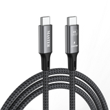 كيبل ماستر مظفر تايب سي الى تايب سي بقدرة شحن 240 واط وسرعة 40 Gbps ودعم 8K بطول 1 متر - رمادي | Master Braided 240W/40Gbps/8K60Hz Cable USB-C to USB-C 1M - Gray