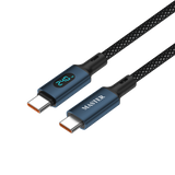 كيبل ماستر مظفر تايب سي الى تايب سي بقدرة شحن 240 واط وطول 1.2 متر مع شاشة LED - ازرق داكن | Master Braided 240W/480Mbps Cable USB-C to USB-C 1.2M With LED Display - Dark Blue
