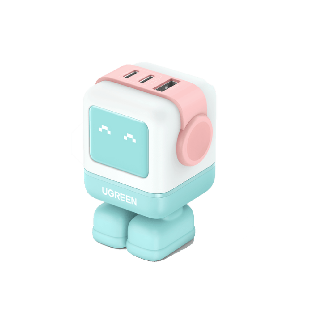 شاحن سريع Ugreen USB-A+2*USB-C 65W Robot GaN Tech Fast Charger