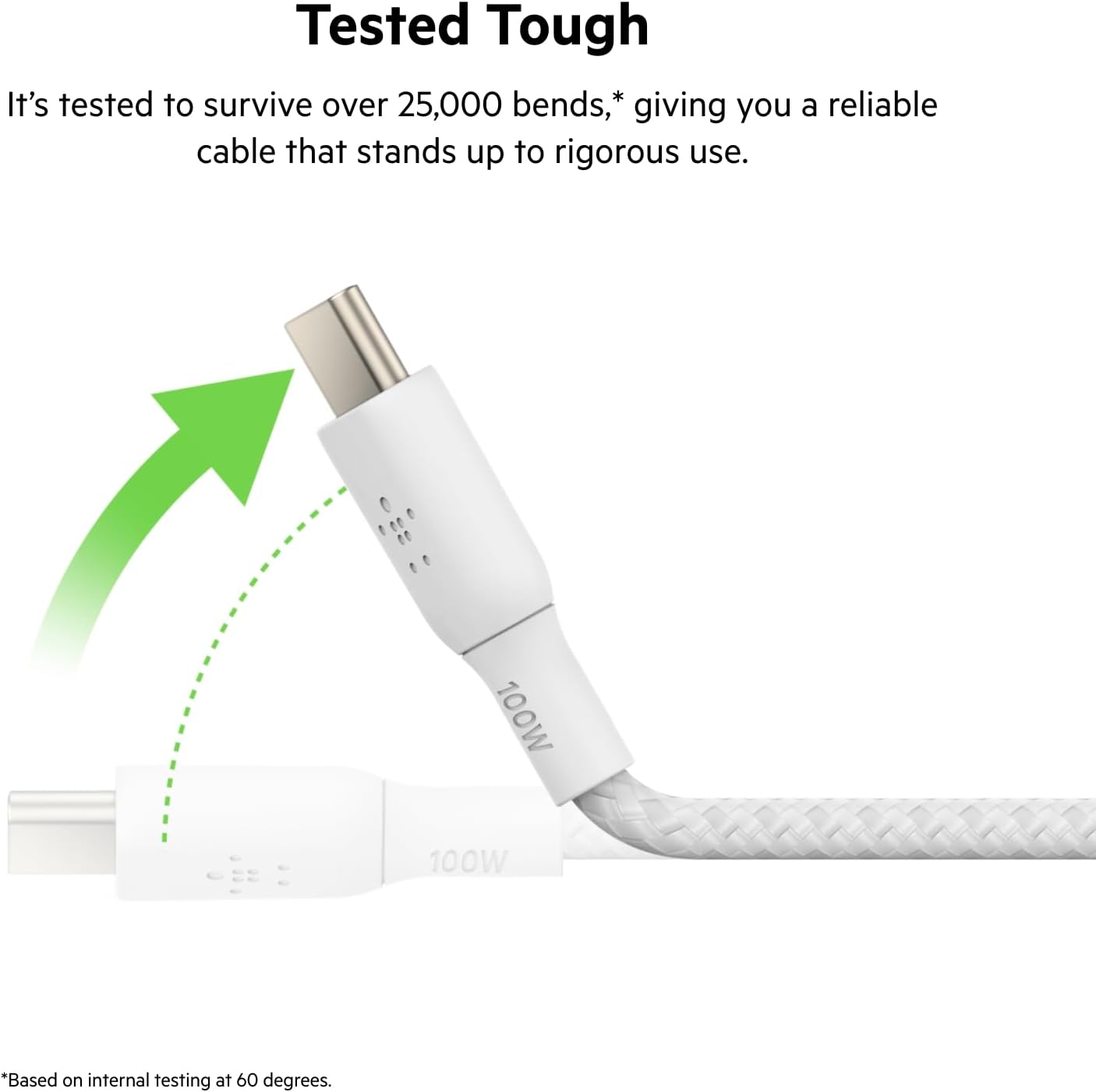 كيبل بيلكن BoostCharge تايب سي الى تايب سي بقدرة شحن 100 واط وطول 2 متر | Belkin BoostCharge USB-C to USB-C Cable 100W 2m