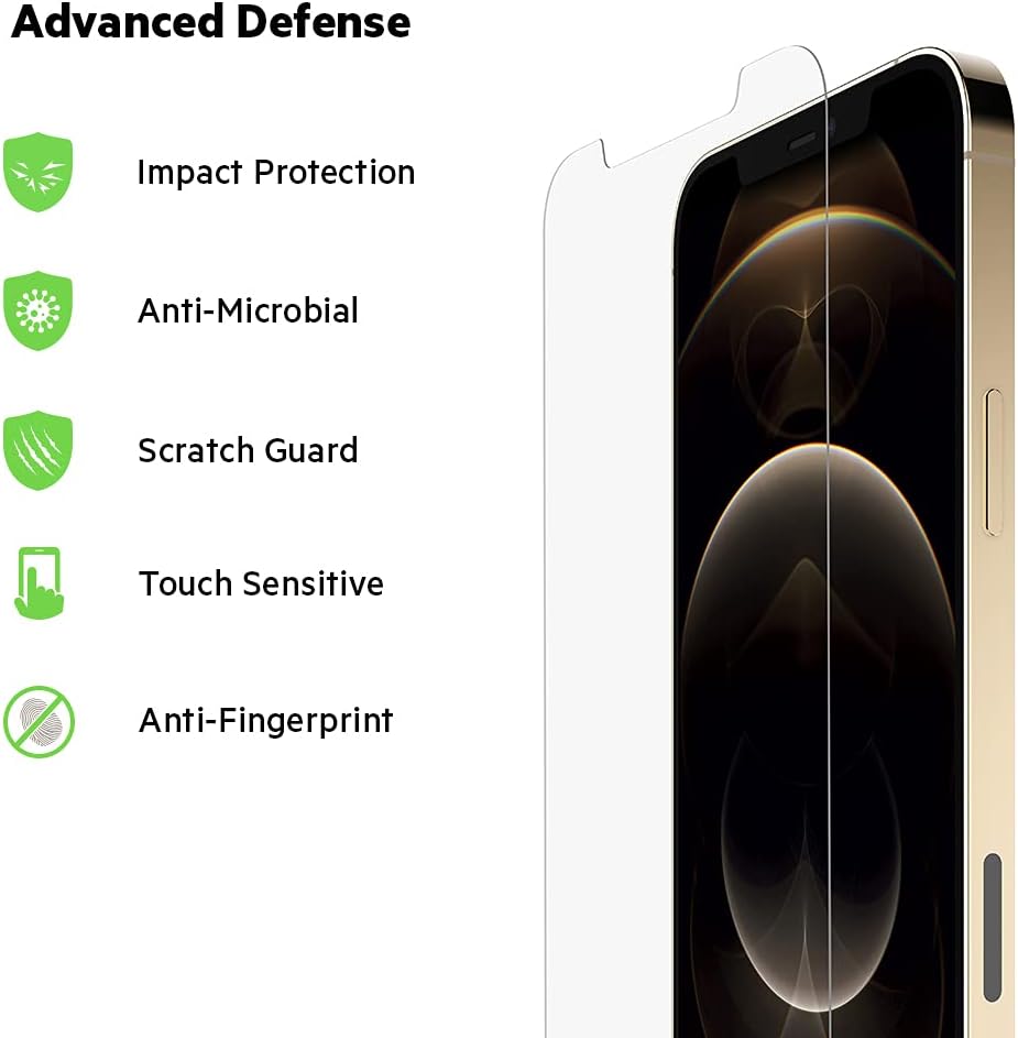 Parêzvanê Ekranê yê Zelal ê Dij-Mîkrobî yê Belkin UltraGlass ji bo iPhone 12