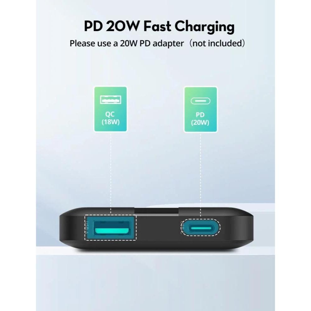 Bankeya Hêzê ya RAVPOWER 10,000mAh bi Şarjkirina 20W - Reş | Bankeya Hêzê ya RAVPOWER PB1236 20W 2 Port (10000mAh) – Reş