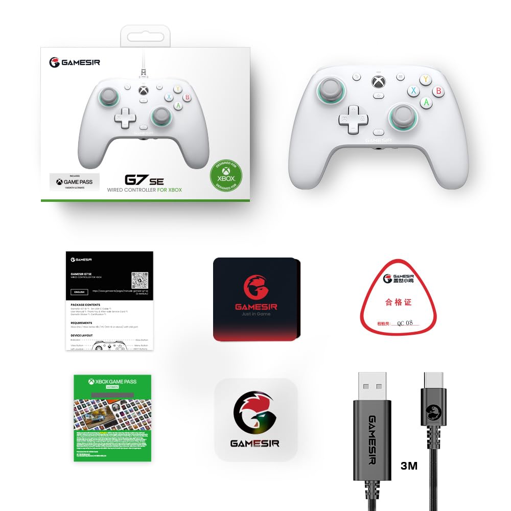يد تحكم جيم سير G7 SE لإكس بوكس - أبيض + شهر جيم باس مجاناً | GameSir G7 SE Xbox Joystick - White + 1 Month Game Pass