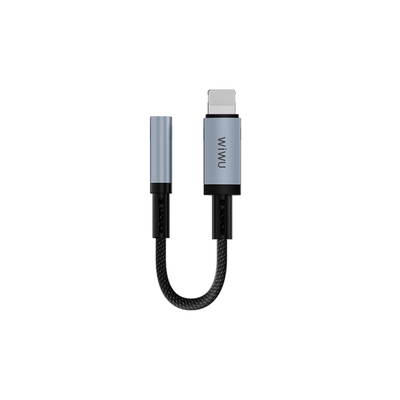 WiWU Wi-C047L Legend Lightning to 3.5mm Audio Converter, 0.15M Black | محول صوت من لايتننج إلى 3.5 ملم
