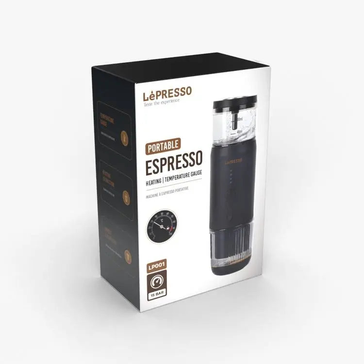 ماكينة إسبريسو محمولة LePresso مع مقياس حرارة حراري – أسود | LePresso Portable Espresso Machine with Thermal Meter – Black