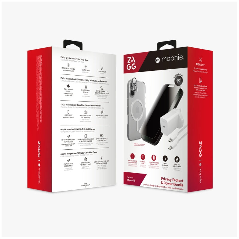 حزمة زاج 5 في 1 لآيفون 16 | Zagg 5 in 1 Bundle For iPhone 16 MagSafe Case Privacy Screen