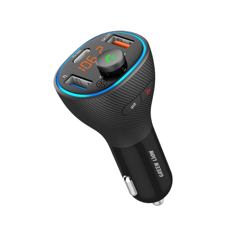 Green Lion Wireless Hands-Free Car Kit FM Transmitter QC3.0 PD 20W 38W Black GNBLCARKITBK - Main