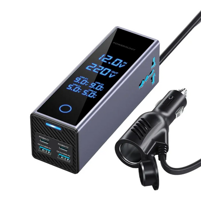 Powerology 2AC Socket Car Power Inverter Gray