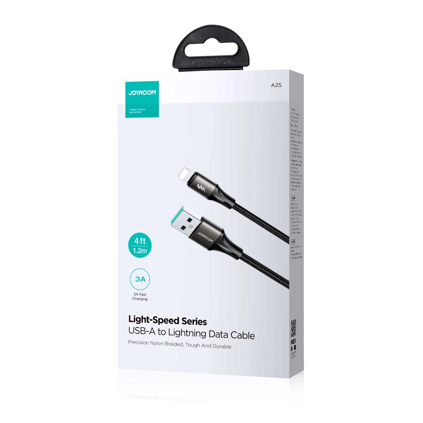 JOYROOM S-A25 18W 18W Kabloya Daneyên Şarjkirina Bilez a USB-A bo Lightning - 1.2m - Reş | JOYROOM S-A25 3A 18W Kabloya Daneyên Şarjkirina Bilez a USB-A bo Lightning 1.2m – Reş