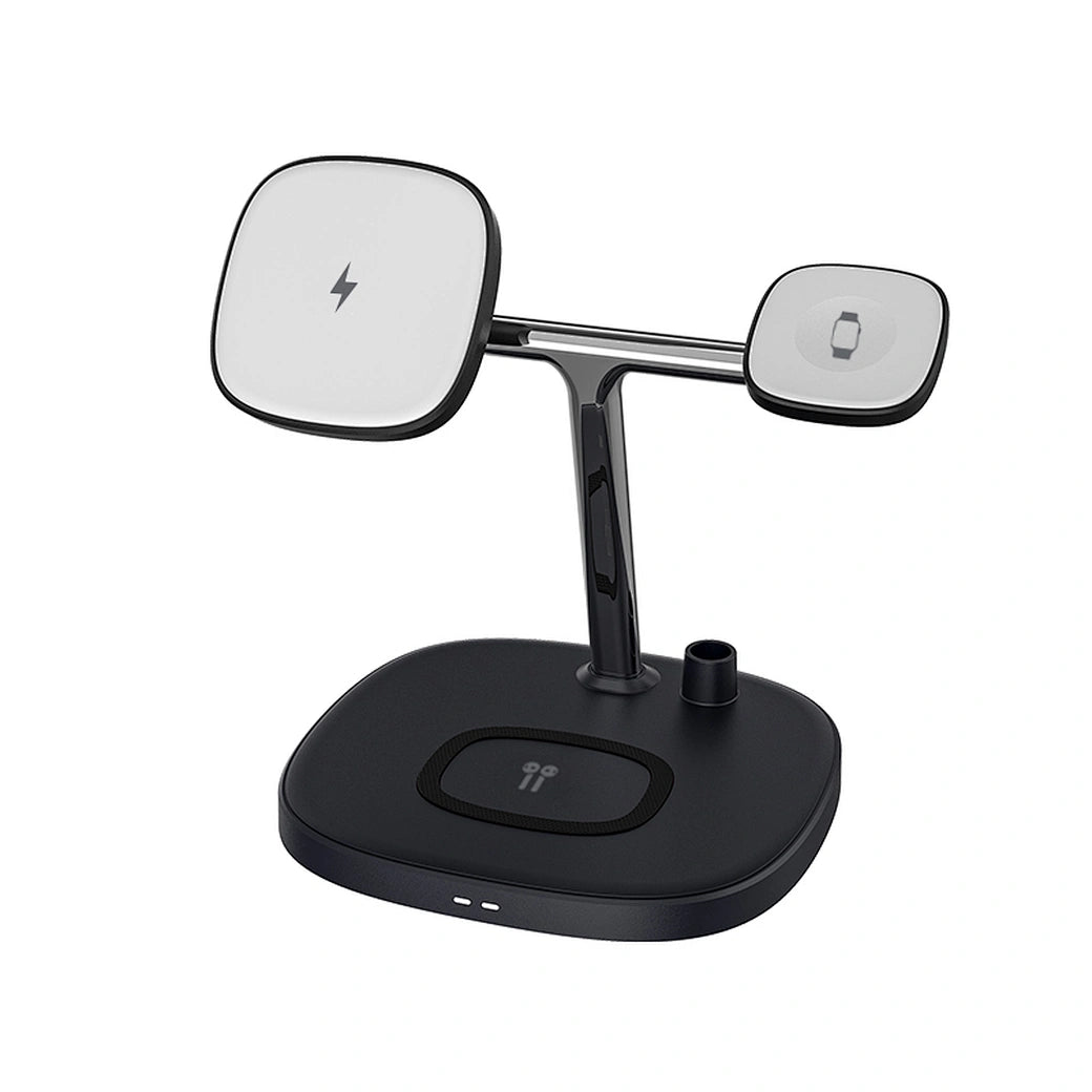 شاحن ويوو 4 في 1 اللاسلكي السريع, متوافق مع ماج سيف | WiWU 4 in 1 Wireless Magsafe Phone Stand Fast Charging Charger