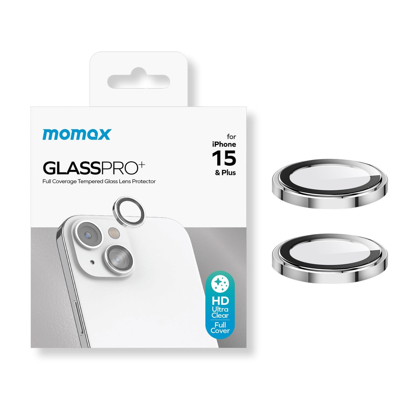 واقي عدسات الكاميرا موماكس لايفون 15 / 15 بلس - فضي | Momax Camera Lens Protector for iPhone 15 / 15 Plus - Silver