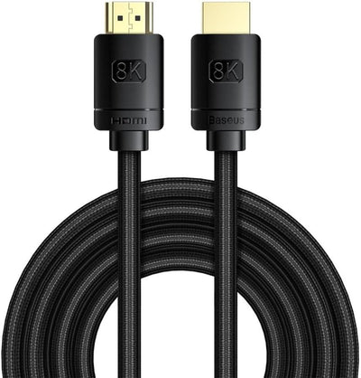 Baseus HDMI 8K Adapter Cable HDMI→HDMI 3m Black - كابل بيسوس HDMI 8K محول 3 متر أسود