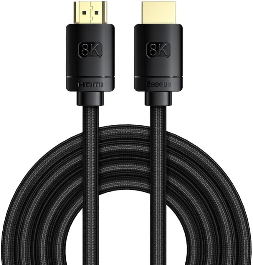 Baseus HDMI 8K Adapter Cable HDMI→HDMI 3m Black - كابل بيسوس HDMI 8K محول 3 متر أسود