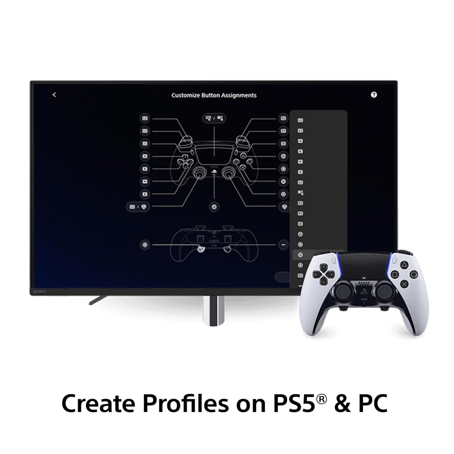 يد تحكم بلايستيشن 5 - PS5 - Joystick DualSense Edge Wireless Controller - White