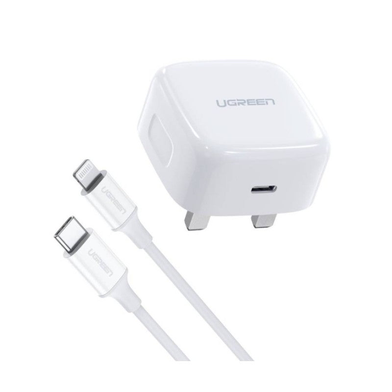 شاحن يو جرين - UGREEN USB C Charger 20W Plug with 1M Lightning Cable PD Fast Type C Power Adapter