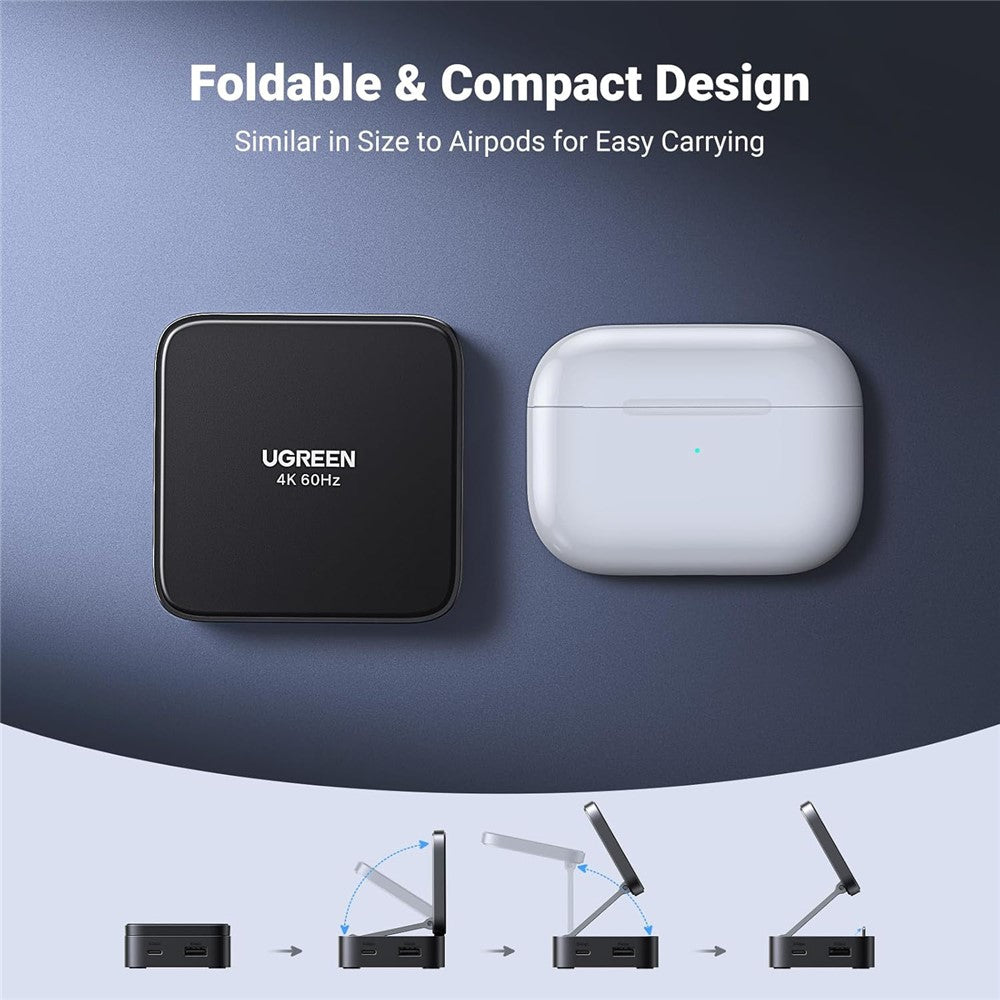 UGREEN USB C Hub, 4-in-1 Magnetic USB C to HDMI Adapter 4K@60Hz, 100W PD Charging, Foldable Portable USB C Adapter | محول يو جرين USB C هب 4 في 1 مغناطيسي HDMI 4K@60Hz شحن سريع 100W قابل للطي