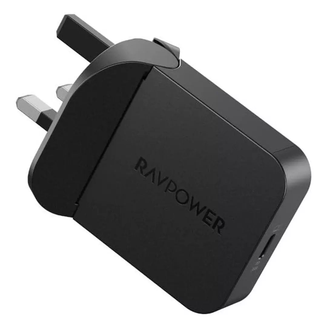 شاحن جداري راف باور PC1082 بتقنية GaN و بمنفذ تايب سي وقدرة شحن 35 واط - اسود | RAVPower RP-PC1082 35W PD GaN 5.0 USB-C Wall Charger – Black