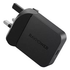 شاحن جداري راف باور PC1082 بتقنية GaN و بمنفذ تايب سي وقدرة شحن 35 واط - اسود | RAVPower RP-PC1082 35W PD GaN 5.0 USB-C Wall Charger – Black