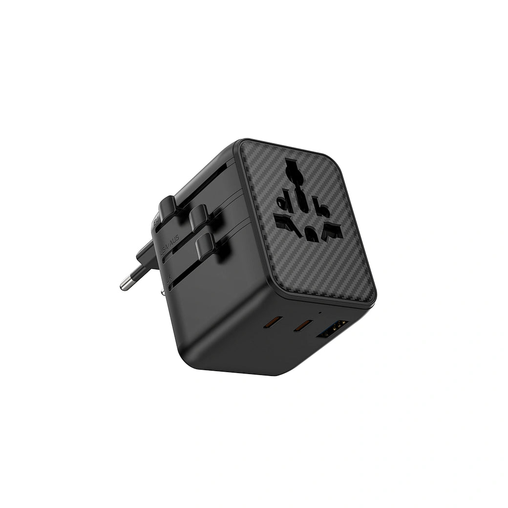 محول سفر عالمي ويوو GaN بقدرة شحن 25 واط - اسود | WiWU Wi-UA011 Warrior 25W GaN Universal Adapter 2C1A